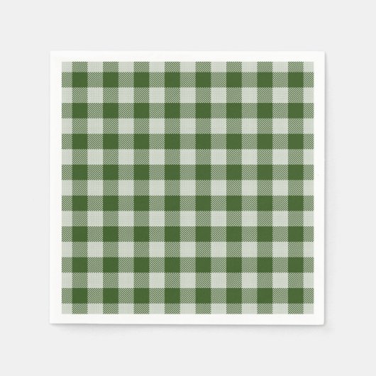 Hunter Green Gingham Kariert Paper Napkin Serviette (Vorderseite)