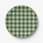 Hunter Green Gingham Kariert Paper Plate Pappteller (Vorderseite)
