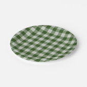 Hunter Green Gingham Kariert Paper Plate Pappteller (Schrägansicht)