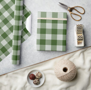 Hunter Green Gingham Kariert Wrapping Paper Geschenkpapier