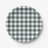 Hunter Green Gingham Pattern Pappteller (Vorderseite)