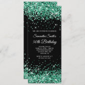 Hunter Green Glitzer Black 50. Geburtstag Einladung (Vorne/Hinten)