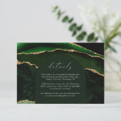 Hunter Green Gold Agate Arch Wedding Details Begleitkarte (Stehend Vorderseite)