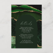 Hunter Green Gold Agate Arch Wedding Details Begleitkarte (Vorderseite)