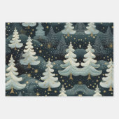 Hunter Green Gold Brushed Stars Urlaubsmuster Geschenkpapier Set (Vorderseite 3)