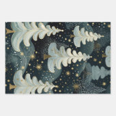 Hunter Green Gold Brushed Stars Urlaubsmuster Geschenkpapier Set (Vorderseite 2)