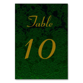 Hunter Green Gold Hochzeitsempfang Tischnummer