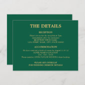 Hunter Green Golden Beige Hochzeit QR-Code Details Begleitkarte (Vorne/Hinten)