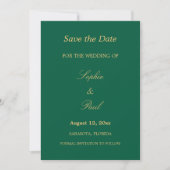 Hunter Green Golden Beige Save the Date (Vorderseite)