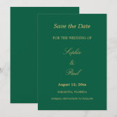 Hunter Green Golden Beige Save the Date (Vorne/Hinten)