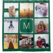 Hunter Green griechische Key Monogram 8 Foto Colla Duschvorhang (Vorderseite)