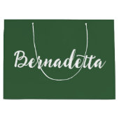 Hunter Green Handwriting Elegant Stilvoller Name Große Geschenktüte (Vorderseite)