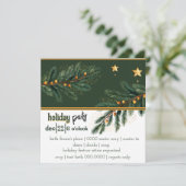 Hunter Green Holiday Pine and Gold Stars Party (Stehend Vorderseite)