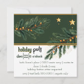 Hunter Green Holiday Pine and Gold Stars Party (Vorderseite)