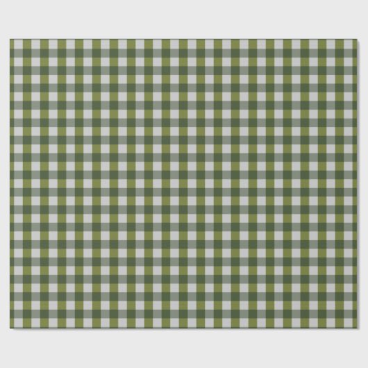 Hunter Green Ivory Gingham Plaid  Geschenkpapier (Flach)