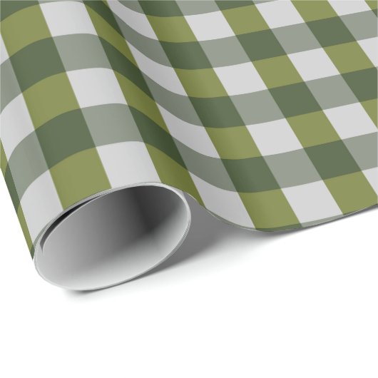Hunter Green Ivory Gingham Plaid  Geschenkpapier (Rolleneckpunkt)