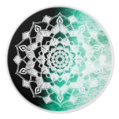 Hunter Green Mandala Keramikknauf (Vorderseite)