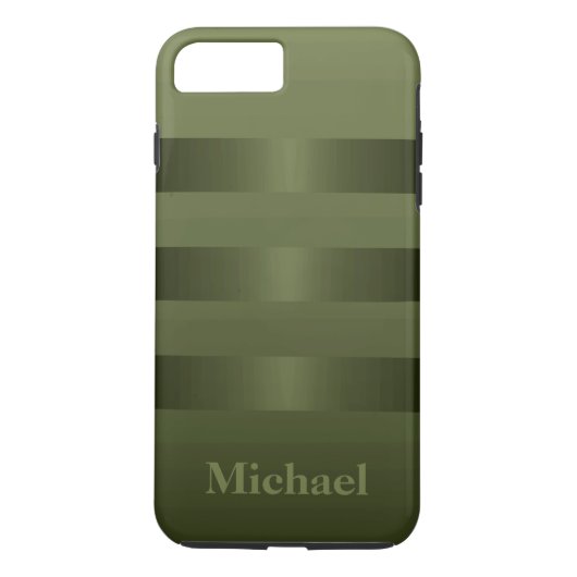 Hunter Green Manly Stripes Monogram Case-Mate iPhone Hülle (Rückseite)
