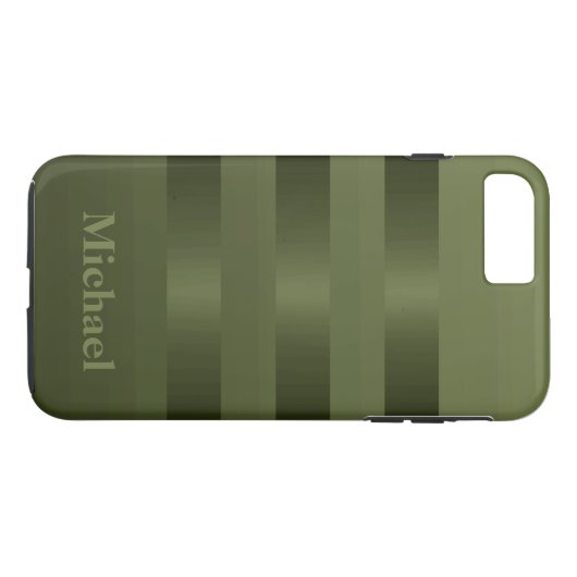 Hunter Green Manly Stripes Monogram Case-Mate iPhone Hülle (Rückseite (Horizontal))