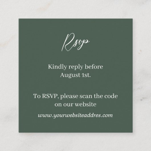 Hunter Green minimalistisch Begleitkarte (Vorderseite)