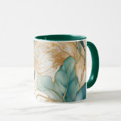 Hunter Green mit goldener Grenze Abstrakt Tasse (VorderseiteRechts)