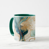 Hunter Green mit goldener Grenze Abstrakt Tasse (Vorderseite Links)