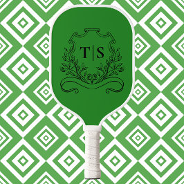 Hunter Green Monogram Classic Crest Pickleball Schläger