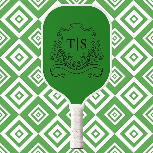 Hunter Green Monogram Classic Crest Pickleball Schläger