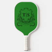 Hunter Green Monogram Classic Crest Pickleball Schläger (Vorderseite)
