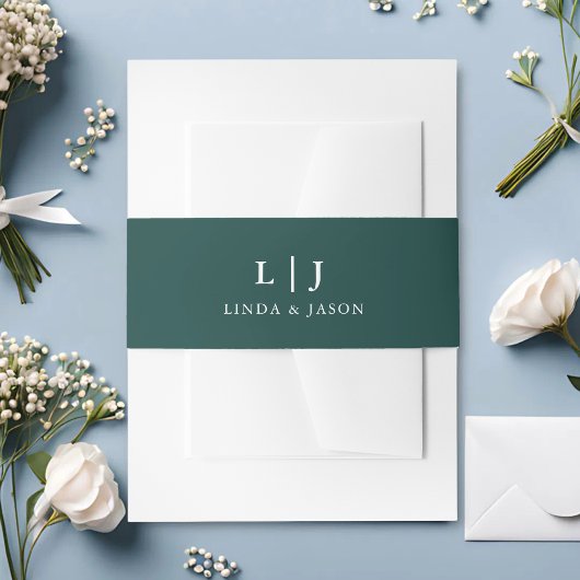 Hunter Green Monogram Couples Editable Wedding Einladungsbanderole