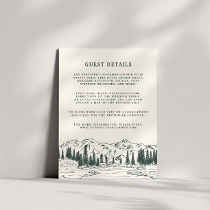 Hunter Green Mountain Sketch Wedding Guest Details Begleitkarte