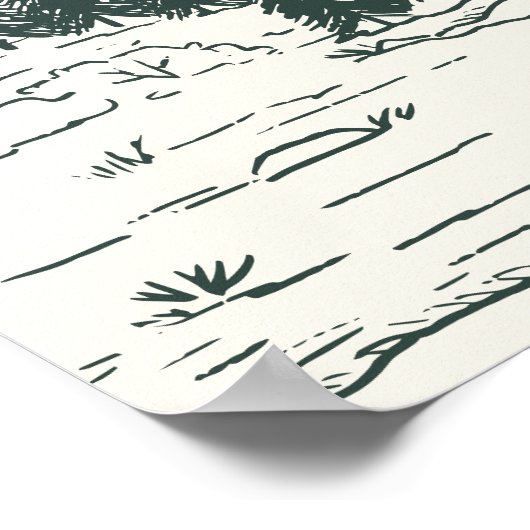 Hunter Green Mountain Sketch Wedding Willkommensze Poster (Ecke)