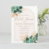 Hunter Green Pampas Grass Arch Brautparty Einladung (Stehend Vorderseite)