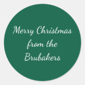 Hunter Green Personalized Christmas Envelope Runder Aufkleber (Vorderseite)