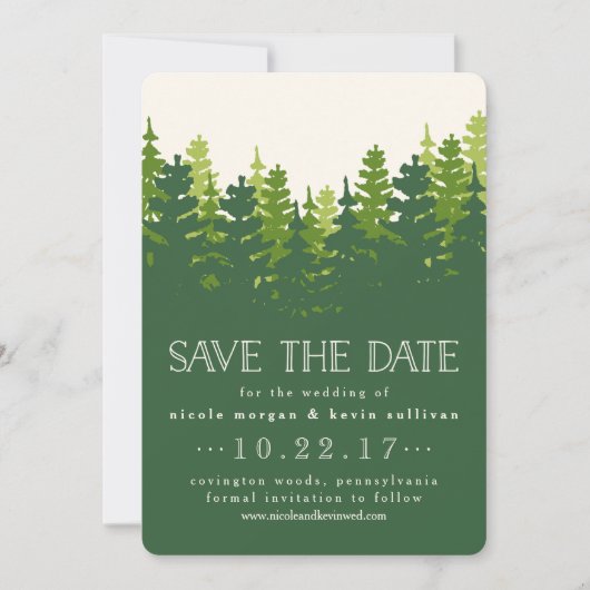 Hunter Green Pine Forest Save the Date (Vorderseite)