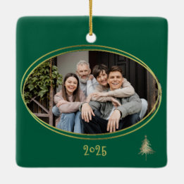 Hunter Green Pink & Gold Christmas Trees  Keramikornament