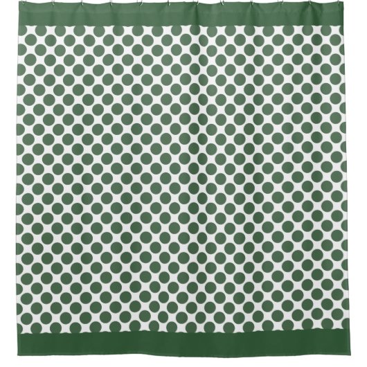 Hunter Green Polka Dots Duschvorhang (Vorderseite)