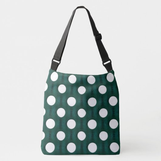 Hunter Green Polka Dots Tragetaschen Mit Langen Trägern (Vorderseite)