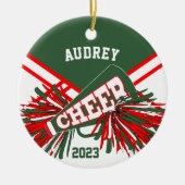 Hunter Green, Red, White - Cheerleader 📣💖 Keramik Ornament (Vorne)