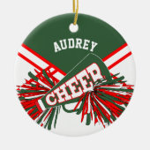 Hunter Green, Red, White for a Cheerleader 📣💖 Keramik Ornament (Vorne)