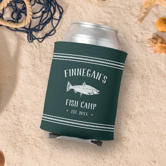 Hunter Green Rustic Fishing Kabine Personalisiert Dosenkühler