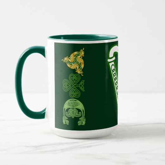 Hunter Green Saint Patrick's Day Irish Harp Celtic Tasse (Links)