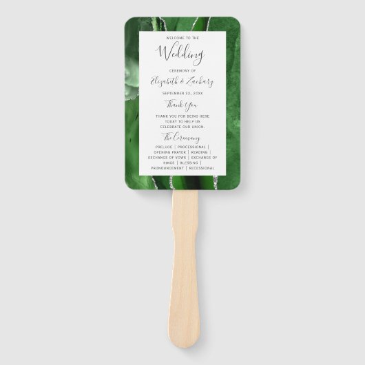Hunter Green Silver Agate Hochzeitsprogramm Fächer (Vorderseite)