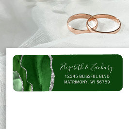 Hunter Green Silver Agate Wedding Rücksendeadresse