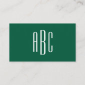 Hunter Green Simple Three Letter Monogram Visitenkarte (Vorderseite)