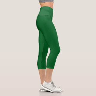 Hunter Green Solid Color Capri Leggings
