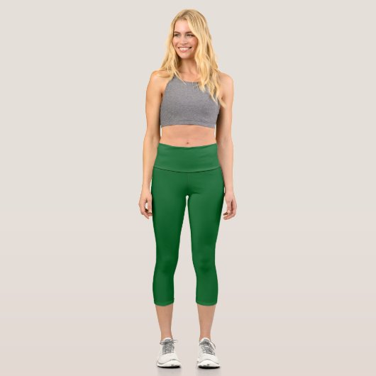 Hunter Green Solid Color Capri Leggings (Vorderseite)