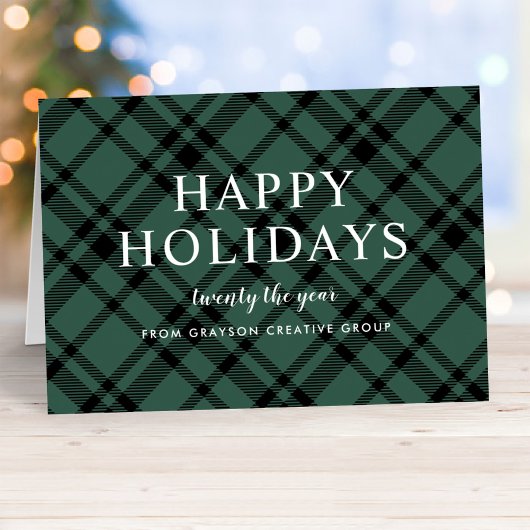 Hunter Green Tartan Kariert Business Holiday Karte
