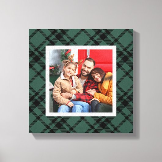 Hunter Green Tartan Kariertes Muster Weihnachts-Fo Leinwanddruck (Vorderseite)