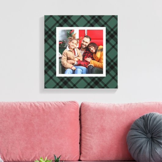 Hunter Green Tartan Kariertes Muster Weihnachts-Fo Leinwanddruck (Insitu (Wohnzimmer))